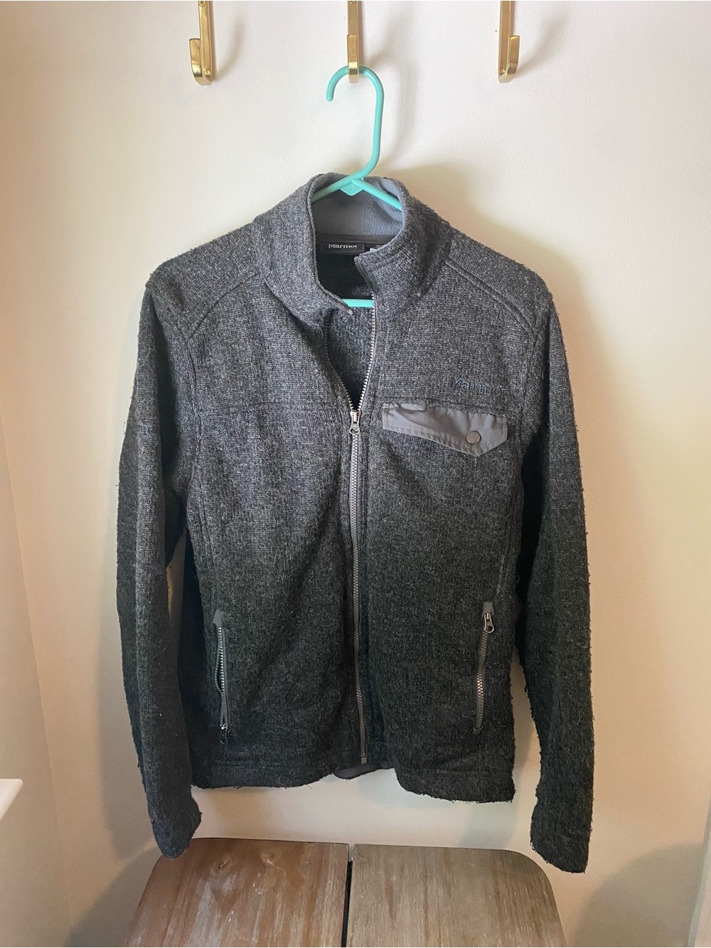 Marmot  Men's Gray Full-Zip Knit Jacket